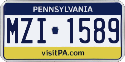 PA license plate MZI1589