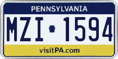 PA license plate MZI1594