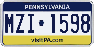 PA license plate MZI1598
