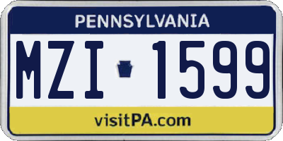 PA license plate MZI1599