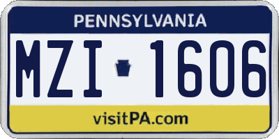PA license plate MZI1606