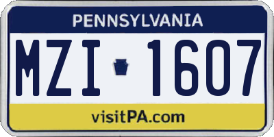 PA license plate MZI1607