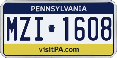 PA license plate MZI1608