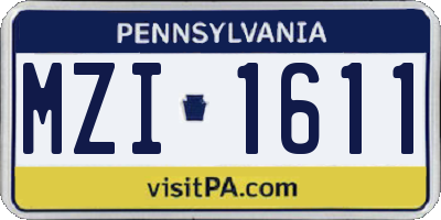 PA license plate MZI1611
