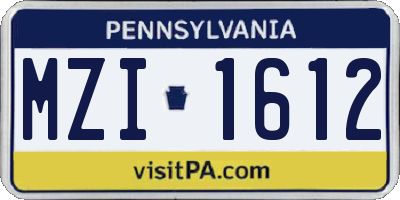 PA license plate MZI1612