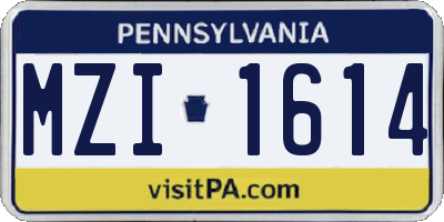 PA license plate MZI1614