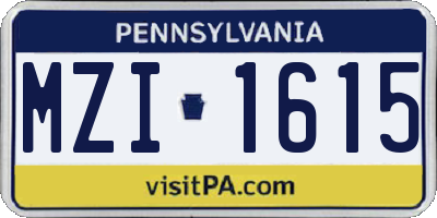 PA license plate MZI1615