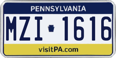 PA license plate MZI1616