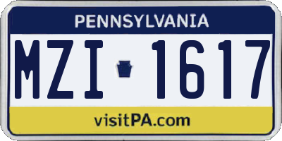 PA license plate MZI1617