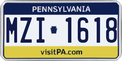 PA license plate MZI1618