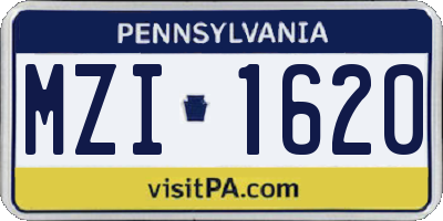 PA license plate MZI1620