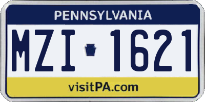 PA license plate MZI1621