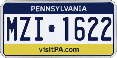PA license plate MZI1622