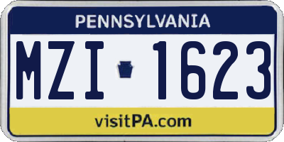 PA license plate MZI1623