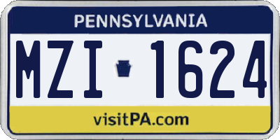 PA license plate MZI1624