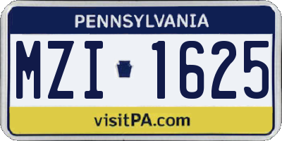 PA license plate MZI1625