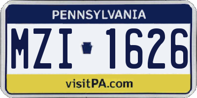 PA license plate MZI1626