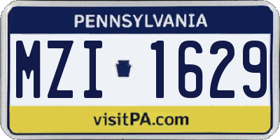 PA license plate MZI1629