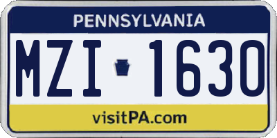 PA license plate MZI1630