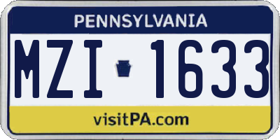 PA license plate MZI1633