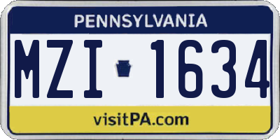 PA license plate MZI1634