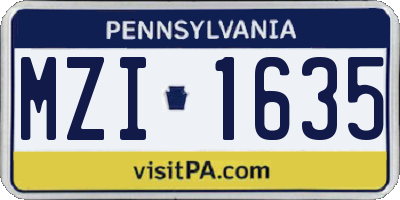 PA license plate MZI1635