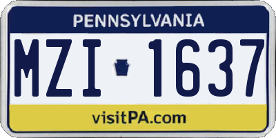 PA license plate MZI1637