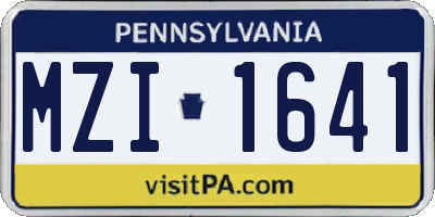 PA license plate MZI1641