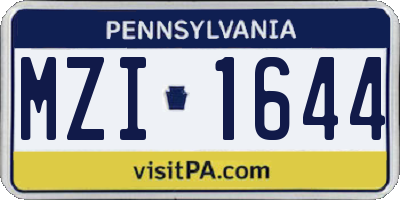 PA license plate MZI1644