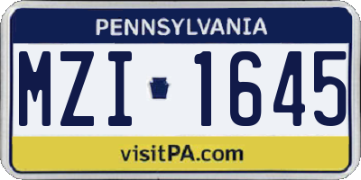 PA license plate MZI1645