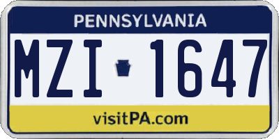 PA license plate MZI1647