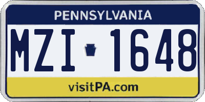 PA license plate MZI1648