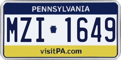 PA license plate MZI1649