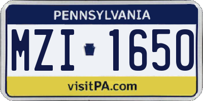 PA license plate MZI1650