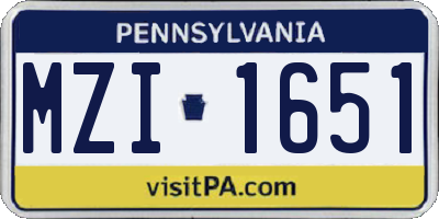 PA license plate MZI1651