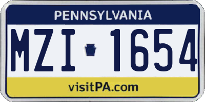 PA license plate MZI1654