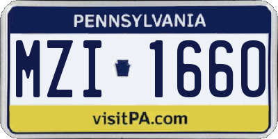 PA license plate MZI1660