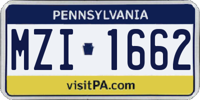 PA license plate MZI1662