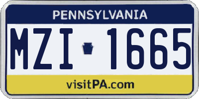 PA license plate MZI1665