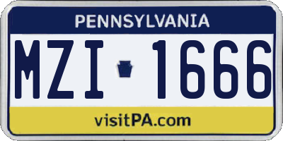 PA license plate MZI1666