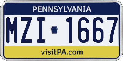 PA license plate MZI1667