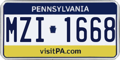 PA license plate MZI1668