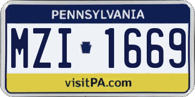 PA license plate MZI1669