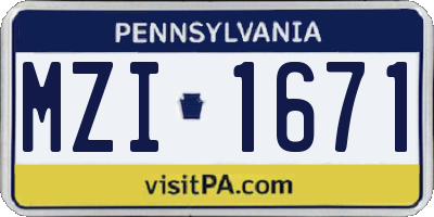 PA license plate MZI1671