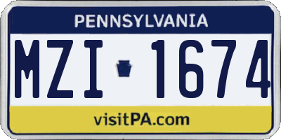 PA license plate MZI1674