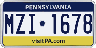 PA license plate MZI1678