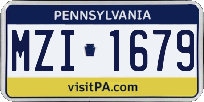 PA license plate MZI1679