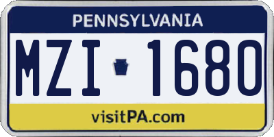 PA license plate MZI1680