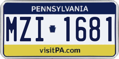 PA license plate MZI1681