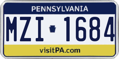 PA license plate MZI1684